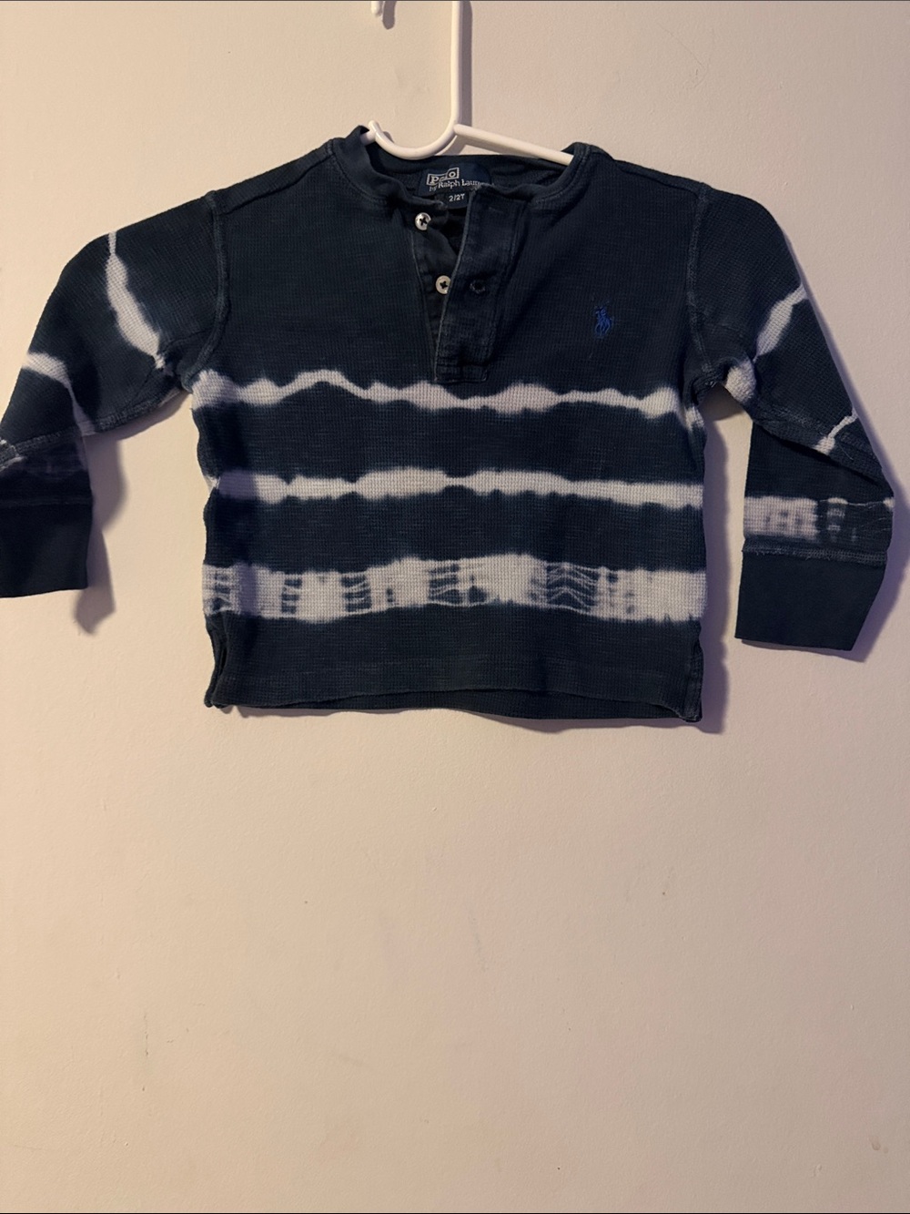 Polo by Ralph Lauren Navy and White Tie-Dye Long-Sleeve Henley for Kids